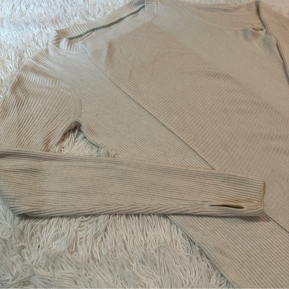 Lululemon Ribbed Wrap It Up Cardigan Sweater Beige Open Front Longline Size 12 - Picture 16 of 16